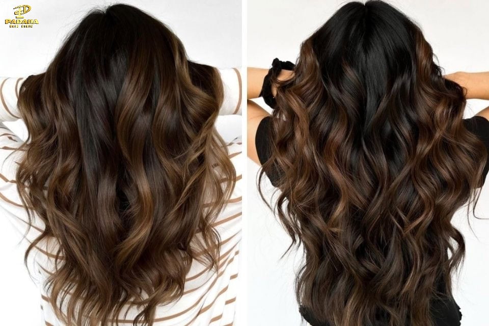 Tóc layer dài thẳng balayage caramel