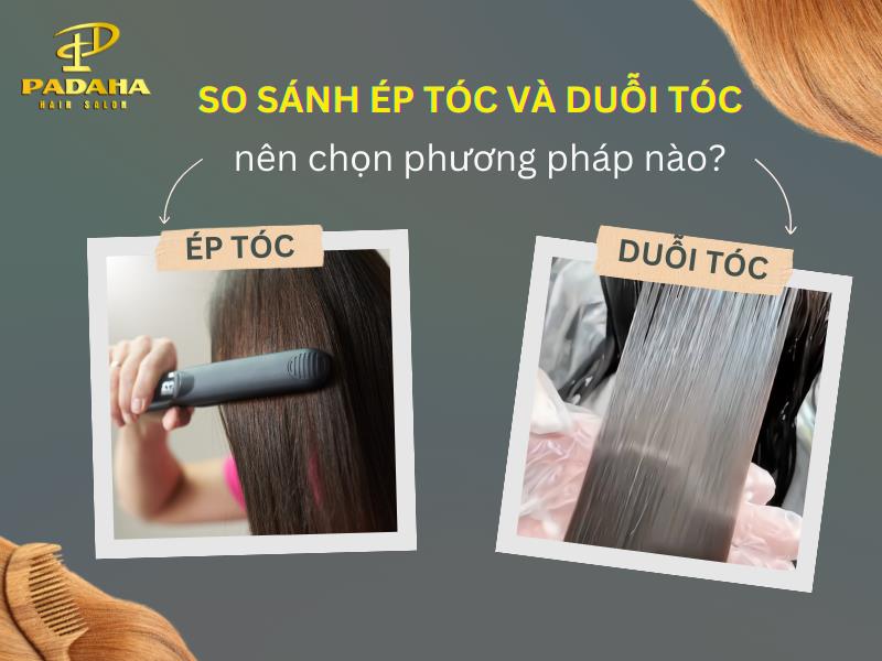 so sánh ép tóc và duỗi tóc